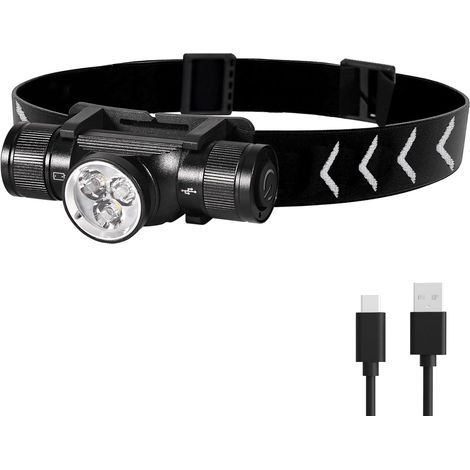 Linterna frontal H330, linterna frontal LED recargable de 1500 lúmenes, resistente al agua IP66, 5 modos de iluminación para ciclismo, camping, senderismo y bricolaje [Clase energética A+++] (1/5)