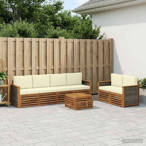 vidaXL Outdoor-Sofagarnitur 7 pcs Natur und Creme Massivholz Akazie (1/5)