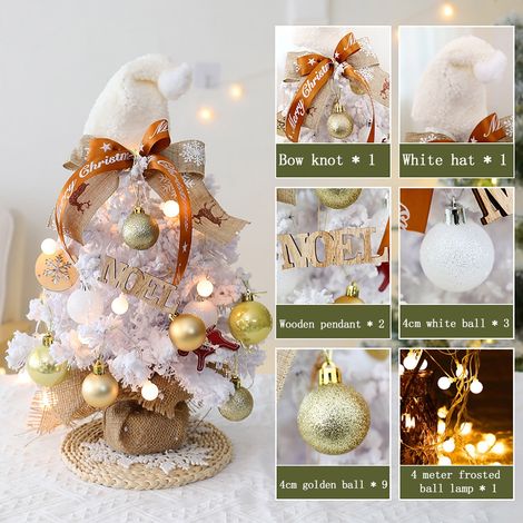 Arbre De Noël Miniature - 60 Cm - Flocage Neige - Avec Guirlande Led - Pour Bureau Table Cheminée - 1 Pièce (1/5)