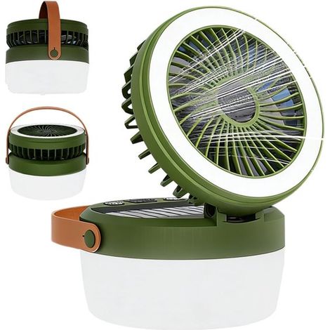 Lámpara de camping solar con ventilador - Recargable - Tres velocidades (1/4)