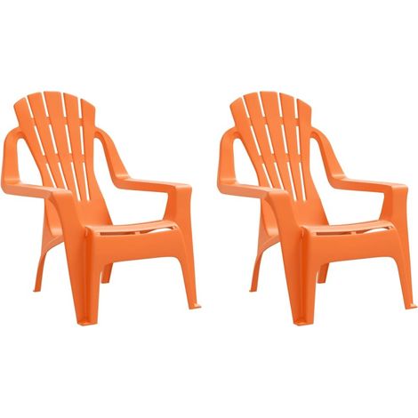 Lot de 2 Chaises de jardin pour enfants Fauteuils de Jardin orange 37x34x44 cm PP 98406 (1/5)