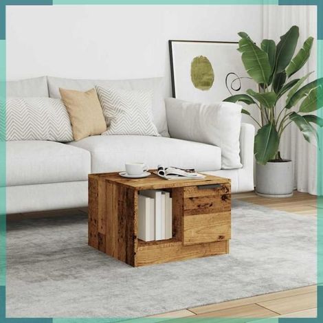 856848 Table basse vieux bois 50x50x36 cm bois d'ingénierie (1/5)