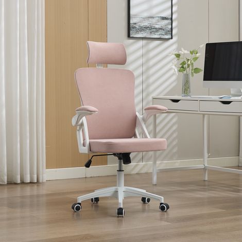 Bürostuhl mit klappbaren Armlehnen Netzrücken Pink OKMYHOME (1/5)