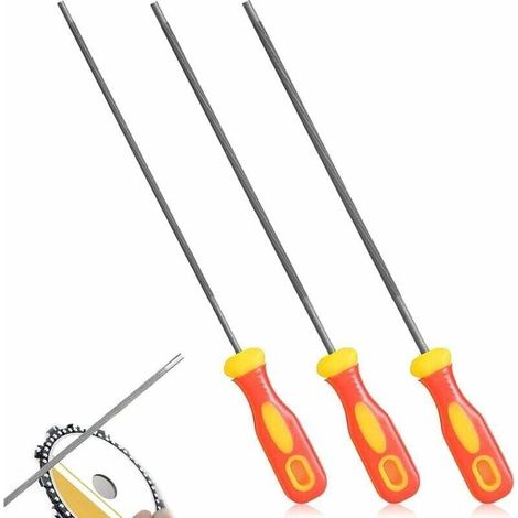 3er-Pack Kettensägenfeilen, Kettensägenfeile, Kettensägen-Kettenschärfer mit Griffen, leicht zu halten, 3 Größen 4,0 mm, 4,8 mm, 5,5 mm, für Kettensägen (rot gelb) (1/4)