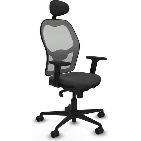 Jorquera sincro malla gris similpiel gris oscuro brazos 2D base nailon cabecero fijo ruedas 65mm nailon (1/5)