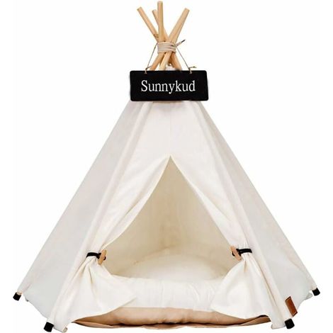 Ahlsen Hundezelt, Tipi für Haustiere, mit abnehmbarem, waschbarem Kissen, Zelte Sweet House, Spielzelt für Hunde, 50 x 50 x 60 cm (1/5)
