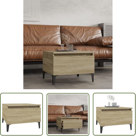 The Living Store Beistelltisch Sonoma-Eiche 50x46x35 cm Holzwerkstoff - Industrieller Stil - Beistelltisch - Wohnzimmerstil - Holzwerkstoff - Metallgestell (1/5)