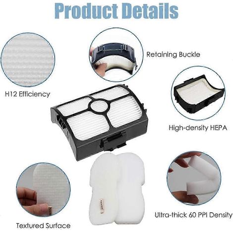 Kit de filtres et de filtres en mousse et en feutre pour aspirateur balai filaire Shark
