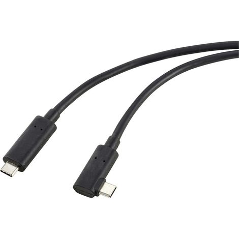 Renkforce Glasfaser USB-C® Kabel USB 3.2 Gen2 USB-C® Stecker einseitig gewinkelt 10.00 m Schwarz RF