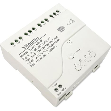 Module de commutation à fermeture automatique 4 canaux AC 85-250 V/USB 5 V WiFi RF Bluetooth Compatible avec 15 (1/5)
