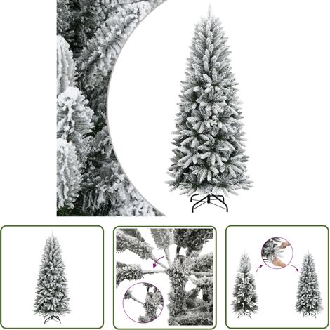 Künstlicher Schnee - vidaXL Künstlicher Weihnachtsbaum Beschneit 210 cm PVC&PE - Künstlicher Weihnachtsbaum mit Schnee (1/5)
