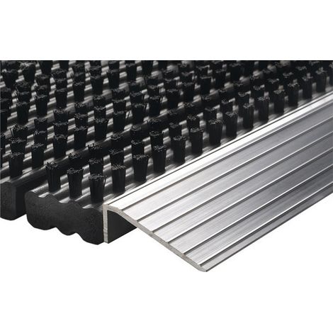 Alfombrilla de puerta de aluminio con borde de ataque negro / plateado PP / aluminio L430xW750xS22mm