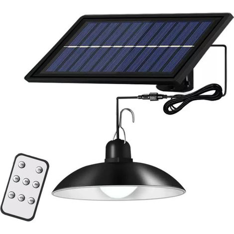 (Color : Black White Light)Suspension Solaire Suspendue Lumière Extérieure Intérieure Led Shed Light Avec Télécommande IP65 Étanche Lampe Suspendue Pour Arrière Cour Jardin Patio Décor (1/5)