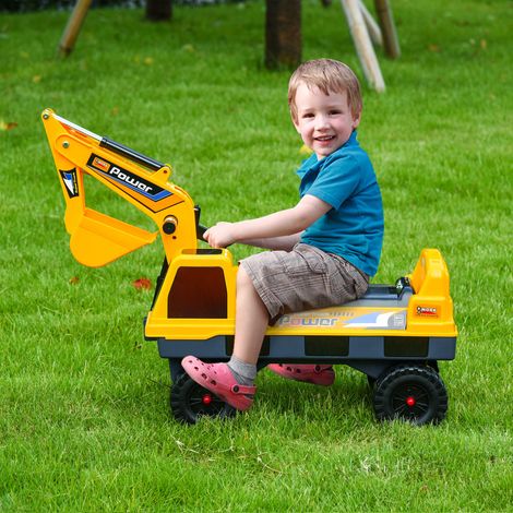 Porteur Enfant tractopelle 2-3 Ans Pelleteuse articulée avec Pince Incluse Effets sonores Lumineux PP Jaune - Modèle