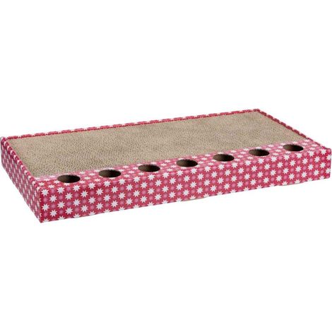 Griffoir carton avec balles, catnip - 48 × 5 × 25 cm, rose (1/2)