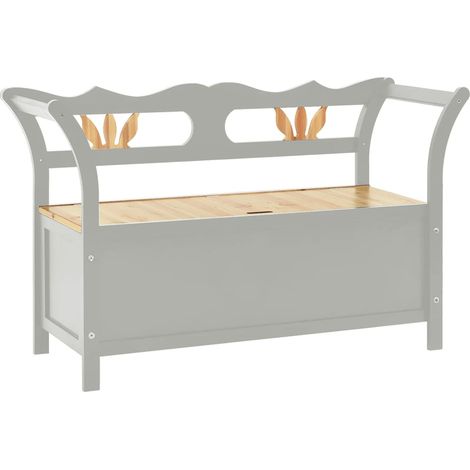 Banco mueble caja de almacenamiento 107 x 45 x 75,5 cm madera maciza de abeto gris 020010796