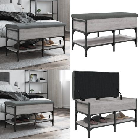 Schuhbank Grau Sonoma 82x42x45 cm Holzwerkstoff - Schuhbank - Flurbank - Garderobe - Aufbewahrungsbox - Grau - Home & Living (1/5)