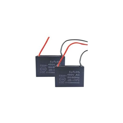 2Pcs Condensateur CBB61 450V AC 50/60Hz 6uF – Longueur câble 95mm – Idéal pour ventilateurs de plafond et climatiseurs (1/4)