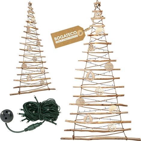 Sapin de Noël avec décorations 195cm LED 230V en bois (1/5)
