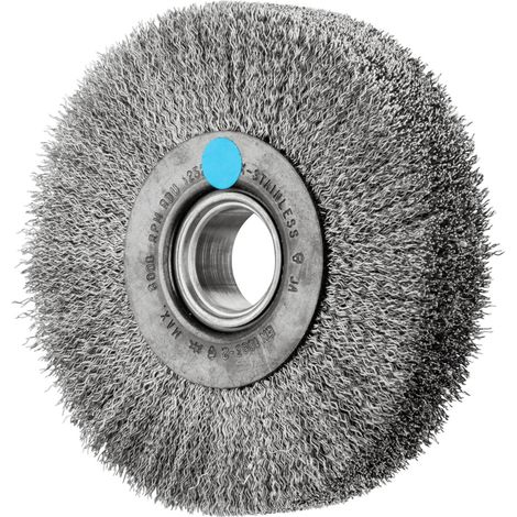 PFERD TOOLS Rundbürste breit ungezopft RBU Ø125x28xvariable Bohrung Edelstahl-Draht-Ø0,30 Schleifbock