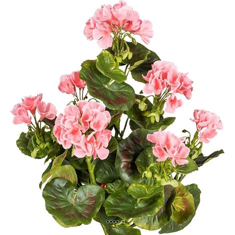 Geranium artificiel en piquet 40 cm 7 tetes superbes feuilles exterieur Rose - couleur: Rose (1/3)