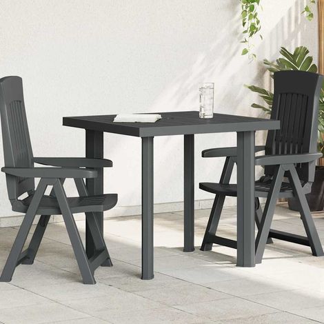 vidaXL Mesa de jardín de plástico gris antracita 80x75x72 cm (1/5)