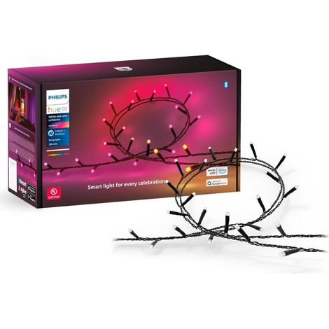 Philips – Guirlande lumineuse d'extérieur 20m avec 250 mini LED – Couleurs personnalisables RGB – Alimentation 12-24V – IP54 pour usage extérieur (1/10)