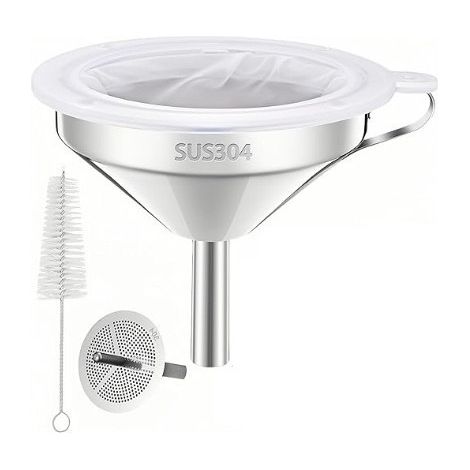 Entonnoir Cuisine - Acier Inoxydable 304 - Filtre à Mailles 200 - Pour Bouteilles et Conservation Alimentaire - Lot de 4 (1/5)