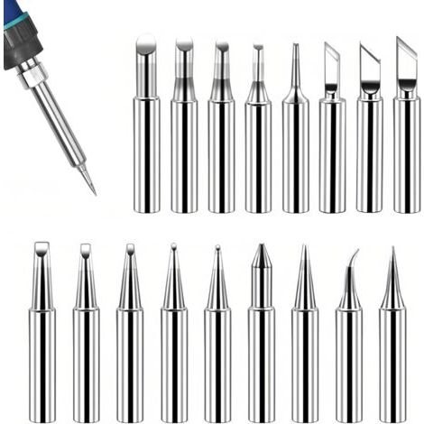 Lot de 17 pannes à souder 900 m pour fer à souder de rechange, pour stations de soudage, appareils de soudage et accessoires, panne à souder en cuivre, socle de soudure sans plomb (1/5)