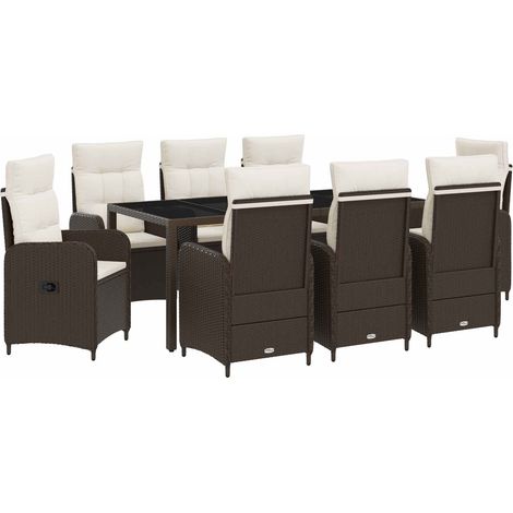Maison Exclusive - Set da pranzo per esterni 9 pz Marrone e Bianco Crema (1/5)