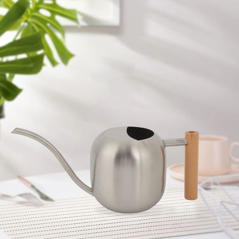 Regadera [Multifuncional, gran capacidad] Regadera con boquilla larga para plantas de interior y jardín, 1200 ml, color plata. (1/5)