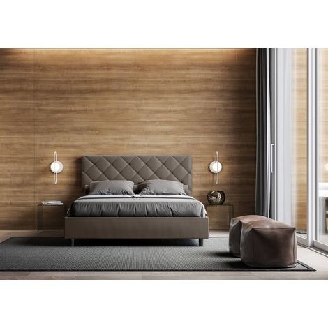 Letto matrimoniale con contenitore PRIYA cappuccino con rete a doghe (1/3)