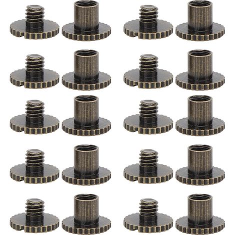 10 Pièces Rivets à Tête Plate Boutons Cloutés Laiton pour Sacs à Dos Ceintures Meubles Bronze
