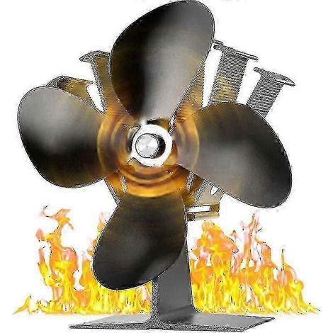 Ventilateur pour poêle à bois, démarrage à 40 °C, fonctionnement silencieux, 4 pales, alimenté par la chaleur, Ecofan pour poêle à bois et cheminée. (1/4)