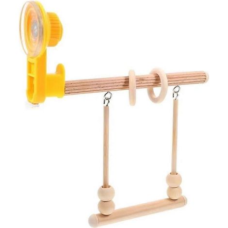 Perchoir en bois à ventouse pour perruche, balançoire, plateforme de jeu, support pour perroquet, bureau ( ) (1/5)