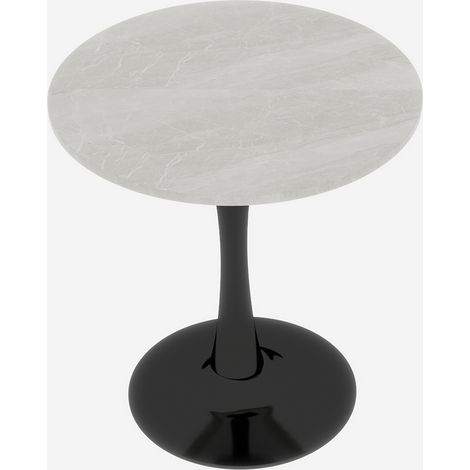 Tavolino rotondo da 70 cm in marmo artificiale nero e bianco, stile moderno (1/5)
