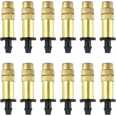 12 Pièces Buse en Cuivre Atomisation, Pulvérisation Réglable Goutteurs, Arroseurs Atomiseurs, Pulvérisateurs Systèmes de Brouillard pour l'Irrigation d'Arrosage de Jardin (1/5)