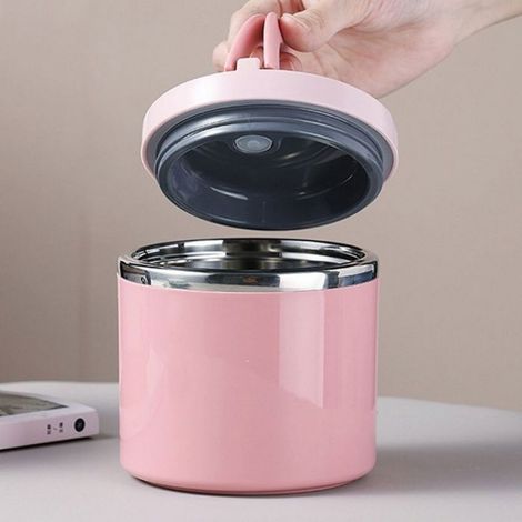 Lunch Box Isotherme 1000ml Rose - Récipient Repas Chaud en Acier Inoxydable - Conservation 2h - Poignée Transport (1/5)