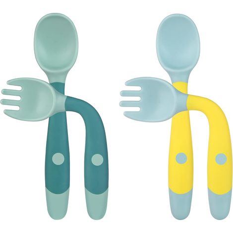Cuillères Bébé Silicone,4pcs Cuillere Bébé Souple Cuillère de Formation Cuillère Flexible Bébé avec Fonction Bendable,Facile à Tenir, Cuillères D'apprentissage (1/5)