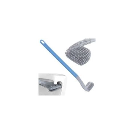 Brosse Incurvée en Silicone pour Le Nettoyage des Toilettes ou de la Salle de Bain - Accroche Murale, Fléxible, Hygiénique / 40x7x4,5cm, Couleur Aléatoire - WC, Salle de Bain