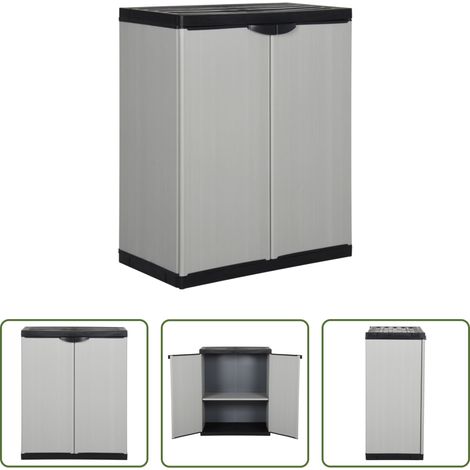 Meuble extérieur - Armoire de rangement de jardin 1 étagère Gris/noir 68x40x85 cm (1/5)