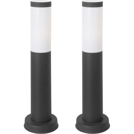 Forlight Koral (2uds) Baliza Exterior para Jardín Resistente al Agua IP55. Bolardo de Acero Inoxidable Gris Urbano 23W