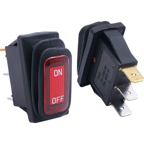 2pcs Waterproof 12V Red Illuminated Auto ON/OFF SPST 3 Pin 2 Position AC Rocker Switches KCD3-101NW-ON/OFF (1/5)