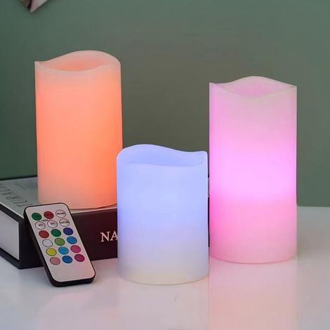 Set 3 Candele Led RGB a batteria con telecomando Wisdom