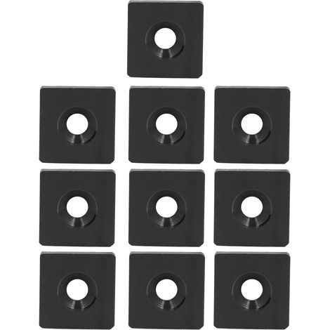 Lot de 10 embouts de profilés en aluminium noir pour système de rail à couvercle à trou unique, kit de finition. (1/5)