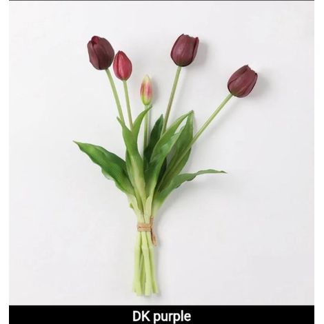 Tulipes au toucher réaliste - Violet foncé - Tulipes au toucher réaliste - Violet foncé - Tulipes - Fleurs artificielles - Tulipes artificielles - Bouquet artificiel - Tulipe - 40 (1/2)
