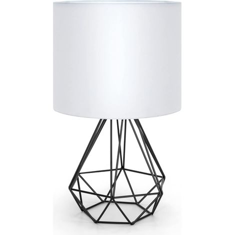 Lampe à poser, Lampe de chevet, lampe de table moderne au design creux, lampe de bureau avec abat-jour en tissu blanc et base en métal, douille E14
