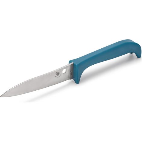 Spyderco STE-K20PBL Küchenmesser Counter Puppy blaue Klinge Drop point glatt satiniert 7Cr17 Stahl, Länge 8,8 cm mit blauem Kunststoffgriff