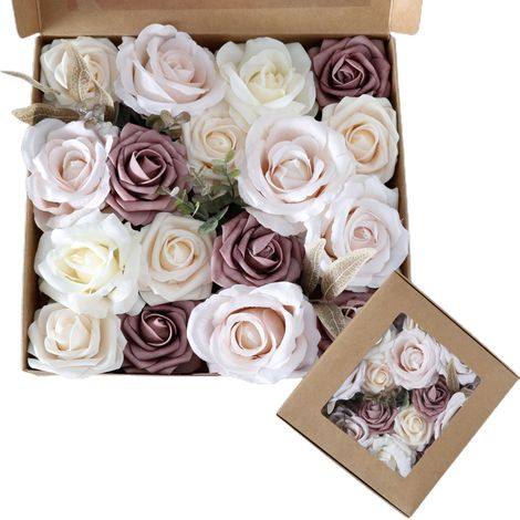 Coffret de roses artificielles pour bouquets de mariage, centres de table, compositions florales, fêtes, baby showers et décoration intérieure-AquaForge (1/5)