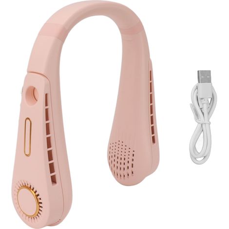 Nackenventilator ohne Rotorblätter, USB-Ladefunktion, 5 Geschwindigkeitsstufen, verstellbar, tragbar, zum Umhängen, für den Außenbereich, Pink (1/5)